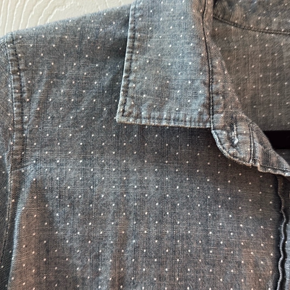 J Crew Jean shirt with polka dots